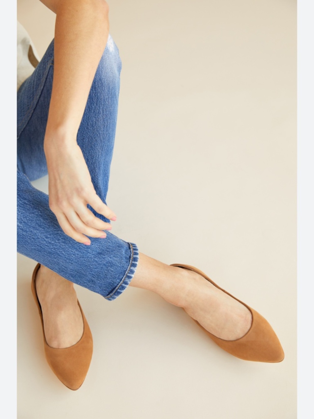 Nisolo Ava Ballerina Flats, Sand Suede, Women’s Size 6, New